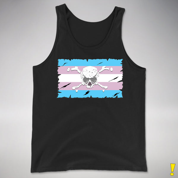 Transgender Pride Pirate Flag Premium Tank Top - Black